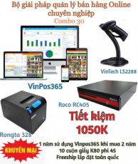 Combo 30. Trọn bộ máy + VinPOS365 Online 2 năm, tặng 1 năm phần mềm
